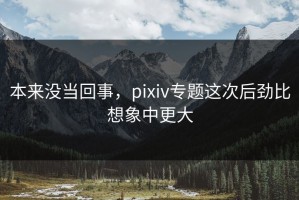 本来没当回事，pixiv专题这次后劲比想象中更大