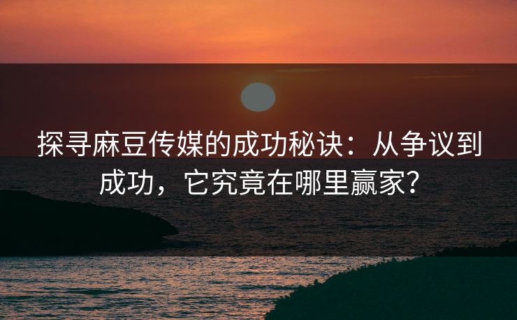 探寻麻豆传媒的成功秘诀：从争议到成功，它究竟在哪里赢家？