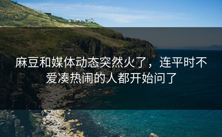 麻豆和媒体动态突然火了，连平时不爱凑热闹的人都开始问了