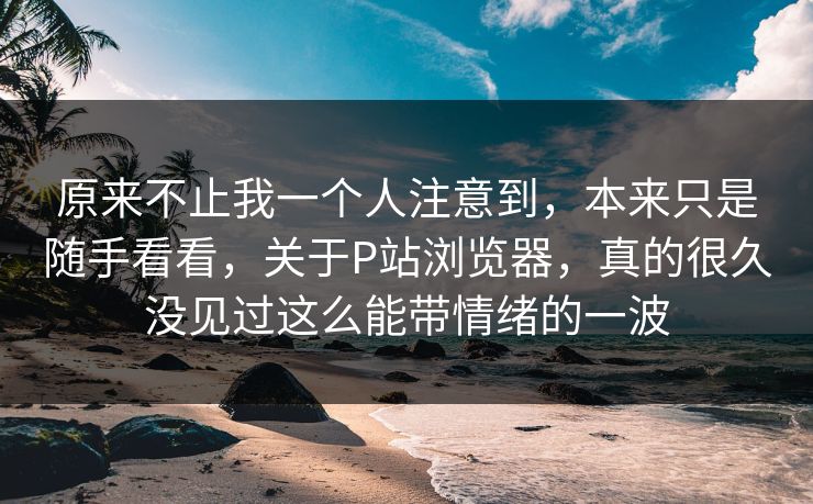 原来不止我一个人注意到，本来只是随手看看，关于P站浏览器，真的很久没见过这么能带情绪的一波