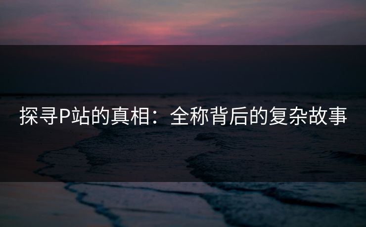探寻P站的真相：全称背后的复杂故事